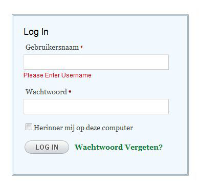 Loginformulier Afbeelding van een login formulier